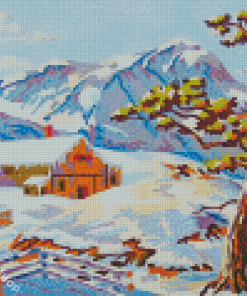 Vintage Snowy Scene Diamond Paintings