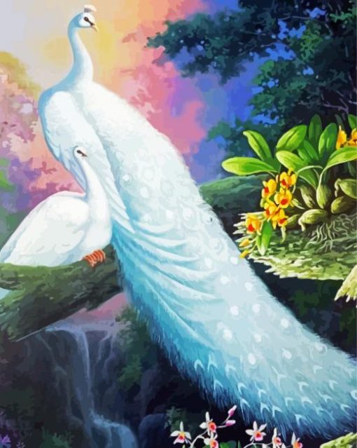 White Peacock Bird Diamond Paintings