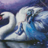 Woman And Swan Diamond Paintings