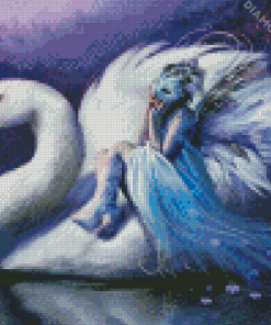 Woman And Swan Diamond Paintings