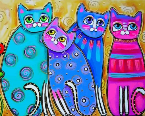 Abstract Colorful Cats Diamond Paintings