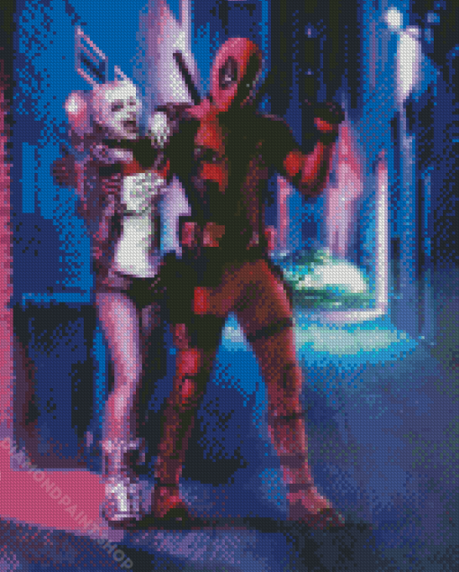 Harley Queen And Deadpool Art Diamond Paintings