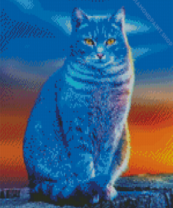 Adorable Blue Kitty Diamond Paintings