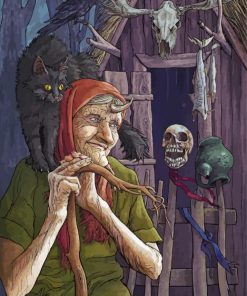 Crone And Cat Diamond Paintings