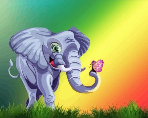 Elephant And Butterfly Diamond Paintings