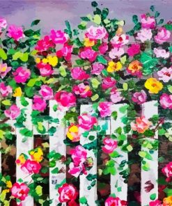 Fence And Flowers Diamond Paintings