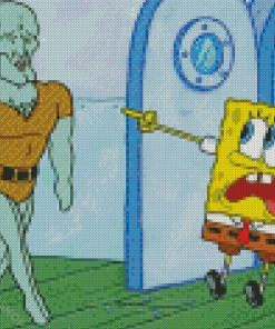 Squidward And Sponge Bob Diamond Paintings