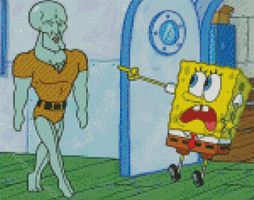 Squidward And Sponge Bob Diamond Paintings