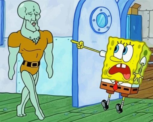 Squidward And Sponge Bob Diamond Paintings