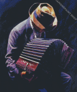 Man Playing Accordian Diamond Paintings