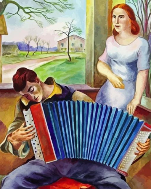 Musician Playing Accordian Diamond Paintings