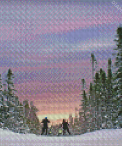 Newfoundland Skiing Sunset Diamond Paintings