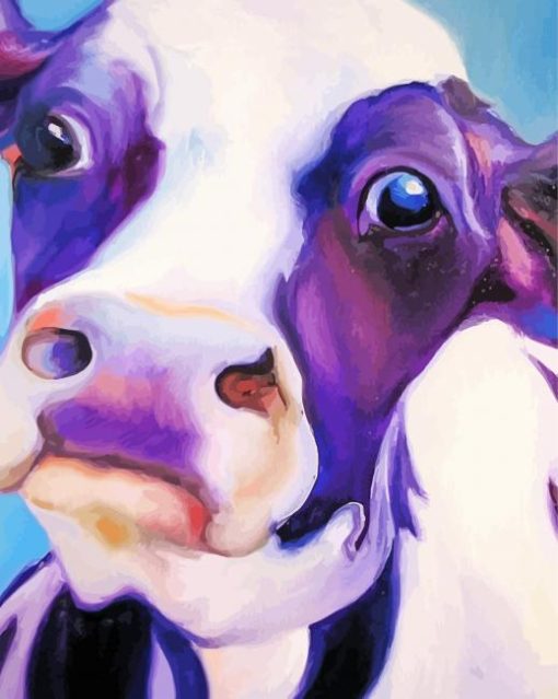 Purle Cow Close Up Diamond Paintings