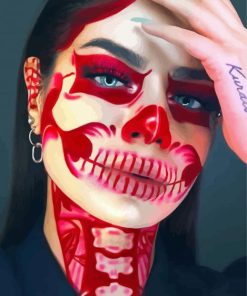 Red Skeleton Beauty Diamond Paintings