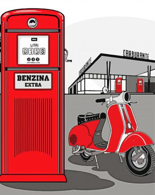 Red Lambretta Diamond Paintings