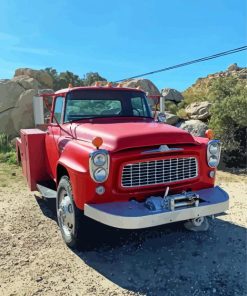 Red Truck In Desert Diamond Paintings