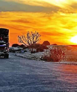 Truck In Desert Diamond Paintings