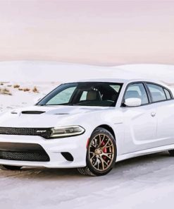 White Dodge Hellcat Diamond Paintings