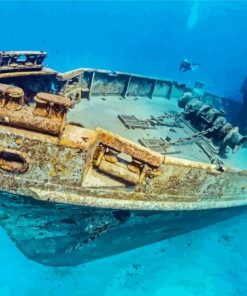 Wrack Ship Under Water Diamond By Paintings