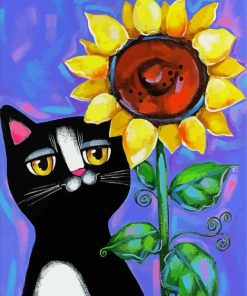 Cat And Sunflower Diamond Paintings