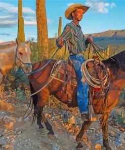 Cowboy In Arizona Diamond Paintings