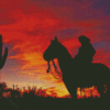 Cowboy In Arizona Silhouette Diamond Paintings