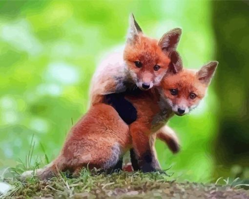 Fox Cubs Diamond Paintings