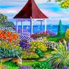 Gazebo By The Sea And Flowers Diamond Paintings