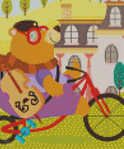 Bear On Bike Diamond Paintings