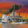 The Steamboat In Sea Diamond Paintings