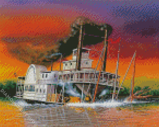 The Steamboat In Sea Diamond Paintings