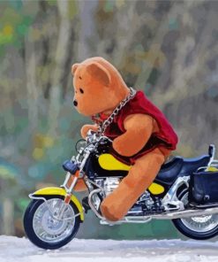 Teddy Bear On Bike Diamond Paintings