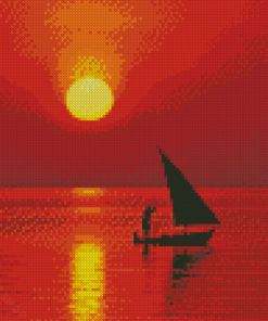 Aesthetic Boat Sunset Diamond Paintings