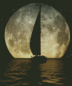 Aesthetic Boat Moon Diamond Paintings