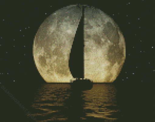 Aesthetic Boat Moon Diamond Paintings