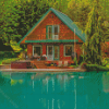 Aesthetic House By Lake Diamond Paintings