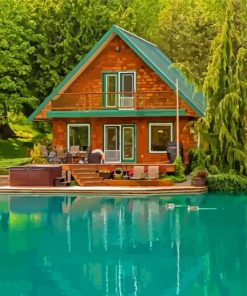 Aesthetic House By Lake Diamond Paintings