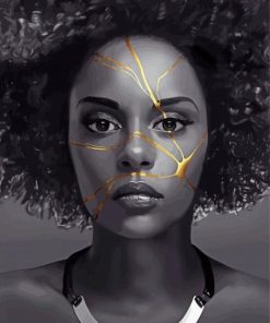 Afro Kintsugi Broken Woman Diamond Paintings