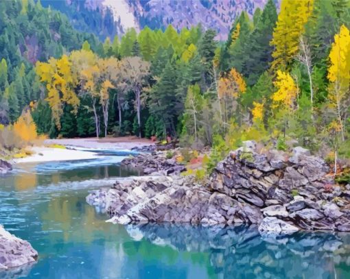 Beautiful Flathead Lake Landscape Diamond Paintings