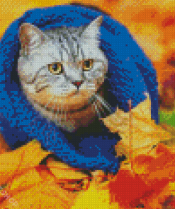 Cool Cat And Leaves Diamond Paintings