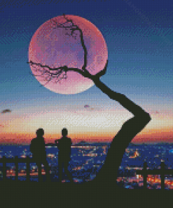 Couple Moon Silhouette Diamond Paintings