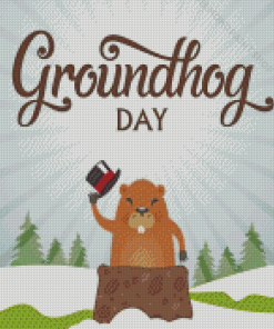 Groundhog Day Illustration Diamond Paintings