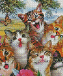 Happy Cat Selfie Diamond Paintings