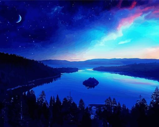 Purple And Blue Sky Landscape Diamond Paintings