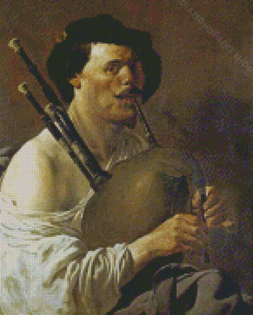 Vintages Bagpipe Player Diamond Paintings