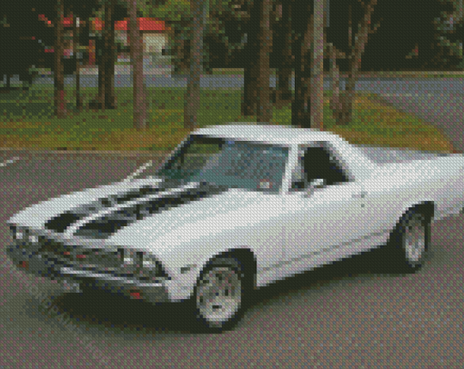 White Chevrolet El Camino Diamond Paintings