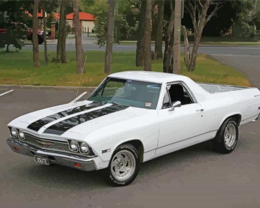 White Chevrolet El Camino Diamond Paintings