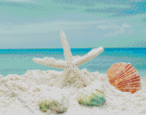 White Sand And seashells Diamond Paintings