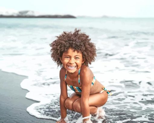 Beach And Kid Diamond Painting