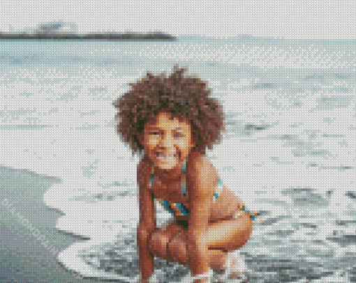 Beach And Kid Diamond Painting